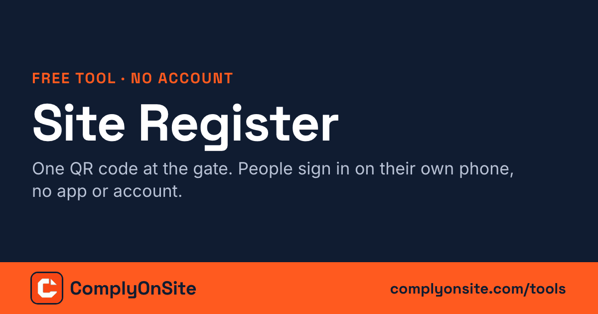 QR code site sign-in app and digital site register